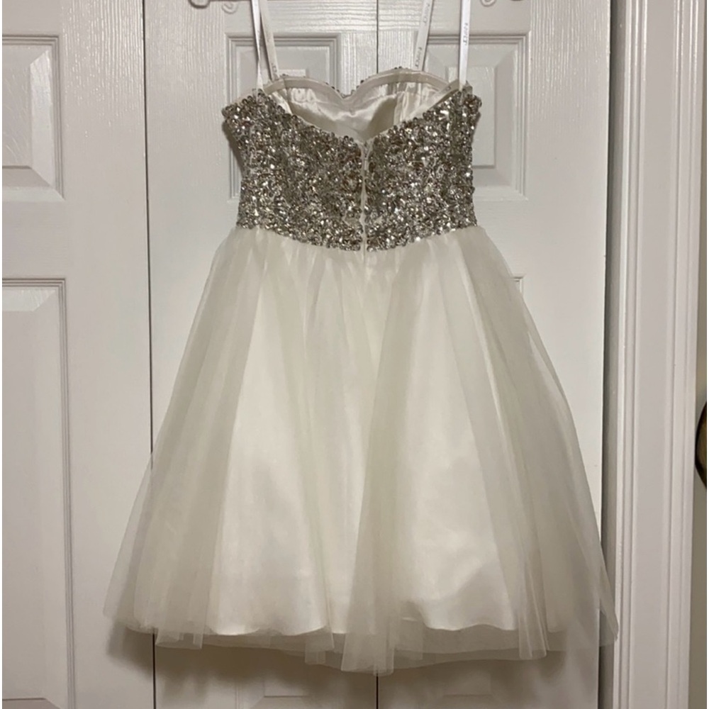 Jovani white silver beaded dress. Worn 2x, 4 hours